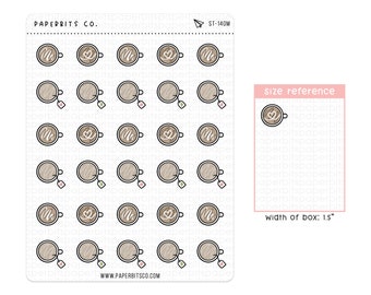 Top View Coffee & Tea Icons (ST-140) - 1 Sticker Sheet // For Planners and Bullet Journals