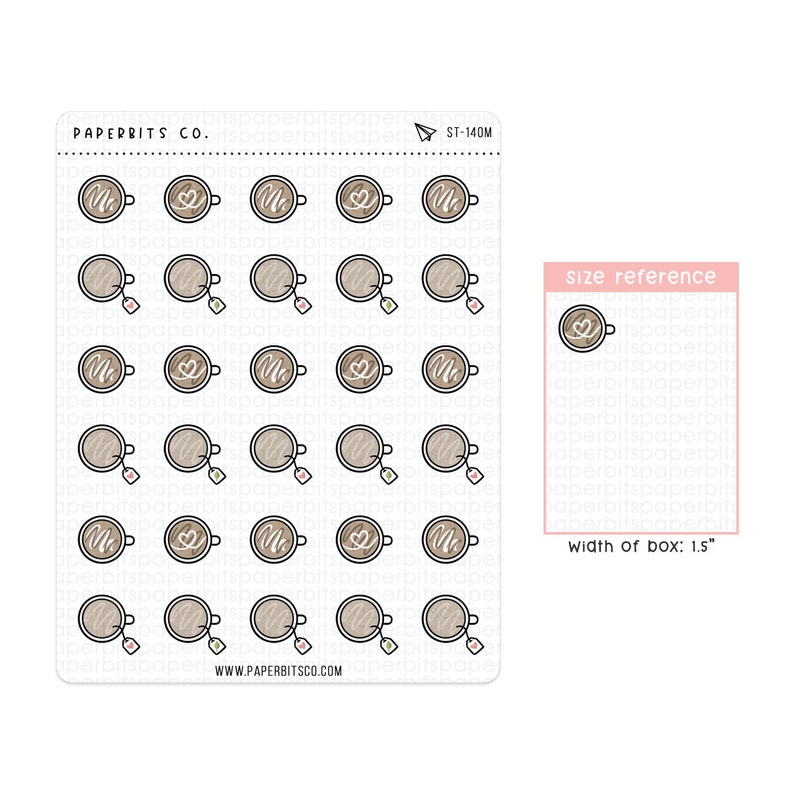 Top View Coffee & Tea Icons ST-140 1 Sticker Sheet // For Planners and Bullet Journals image 1