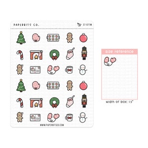 Cute Christmas Holiday Icons (ST-077) - 1 Sticker Sheet // For Planners and Bullet Journals