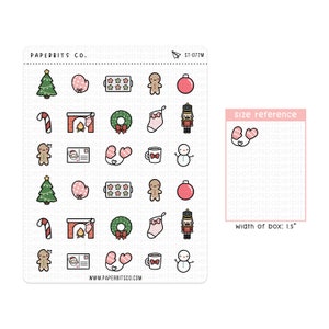 Cute Christmas Holiday Icons (ST-077) - 1 Sticker Sheet // For Planners and Bullet Journals