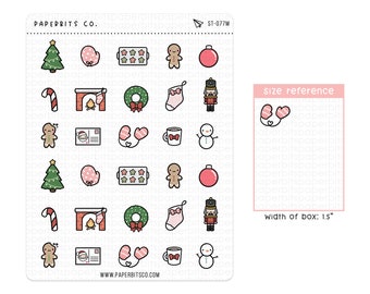 Cute Christmas Holiday Icons (ST-077) - 1 Sticker Sheet // For Planners and Bullet Journals