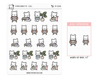 Bear Character - Reading Time (BC-003) - 1 Sticker Sheet // For Planners and Bullet Journals