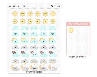 Weather Tracker  (ST-001) - 1 Sticker Sheet // For Planners and Scrapbooking