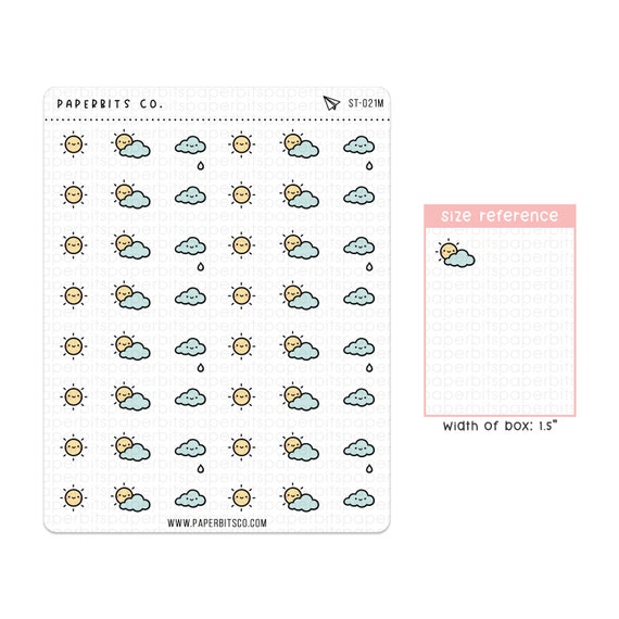 Weather Tracker Icons (ST-021) - 1 Sticker Sheet // For Planners and Scrapbooking
