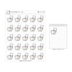 Könnte beinhalten: Ein Bogen mit 20 transparenten Aufklebern, die einen weißen Bären zeigen, der ein Telefon mit bunten Herzen hält. Die Aufkleber sind 3,8 cm breit und perfekt für Planer, Tagebücher und Laptops.