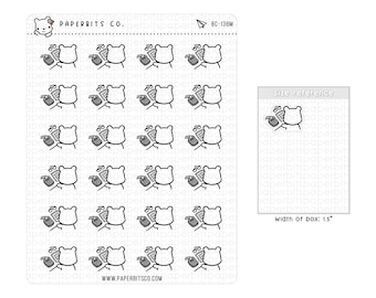 Bear Character - Budgeting or Doing Taxes/Accounting (BC-138) - 1 Sticker Sheet // For Planners and Bullet Journals