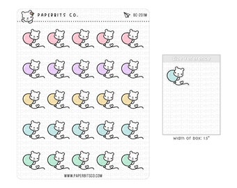 Bear Character - Cute Pastel Balloons (BC-201) - 1 Sticker Sheet // For Planners and Bullet Journals