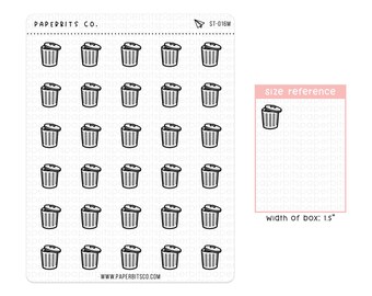 Garbage/Trash Can Icons (ST-016) - 1 Sticker Sheet // For Planners and Bullet Journals