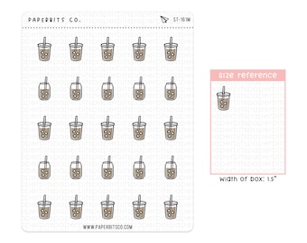 Cute Iced Coffee Icons (ST-161) - 1 Sticker Sheet // For Planners and Bullet Journals