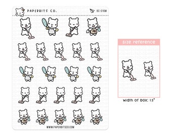 Bear Character - Cleaning/Vacuuming (BC-016) - 1 Sticker Sheet // For Planners and Bullet Journals