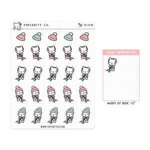 Bear Character - Shoveling Snow  (BC-051) - 1 Sticker Sheet // For Planners and Bullet Journals