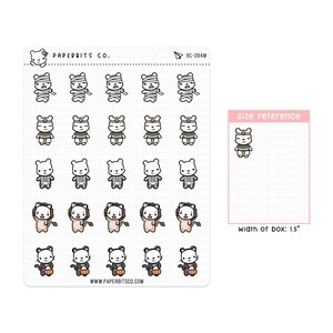 Bear Character - Cute Halloween Costumes (BC-094) - 1 Sticker Sheet // For Planners and Bullet Journals