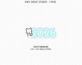 Bear Character - 2026 Vinyl Diecut Sticker (DC-035) - 1 Piece - Note: Item is NOT Waterproof