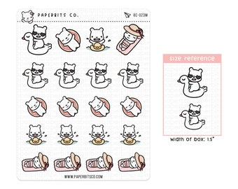 Bear Character - Beach Inflatable Floats (BC-023) - 1 Sticker Sheet // For Planners and Bullet Journals