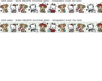 Washi Tape - 15mm - PMCxPBC Christmas Washi with Holographic Silver Foil (WS-046)