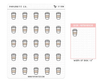 Icônes mignonnes de tasse de café/à emporter (ST-100) - 1 feuille d’autocollants // Pour les planificateurs et les journaux de puces