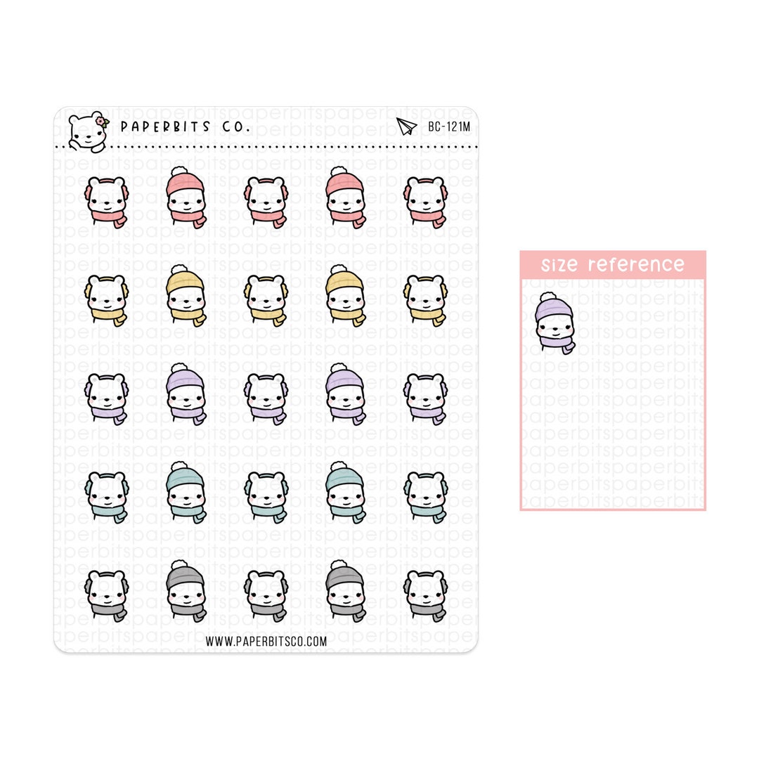 Bear Character - Cozy and Warm for Winter (BC-121) - 1 Sticker Sheet ...