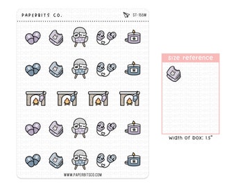 Icônes d’hiver mignonnes et confortables (ST-155) - 1 feuille d’autocollants // Pour les planificateurs et les Bullet Journals