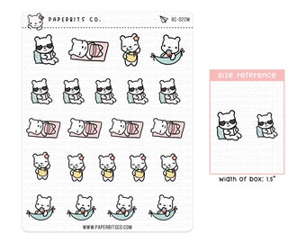 Bear Character - Beach Day (BC-022) - 1 Sticker Sheet // For Planners and Bullet Journals