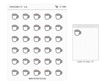 Cute Coffee Mug Icons (ST-199) - 1 Sticker Sheet // For Planners and Bullet Journals