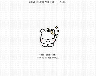 Bear Character - Celestial Moon Vinyl Diecut Sticker (DC-012) - 1 Piece - Note: Item is NOT Waterproof