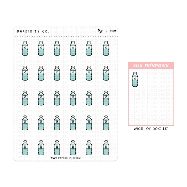 Cute Plastic Water Bottle Icons (ST-116) - 1 Sticker Sheet // For Planners and Bullet Journals