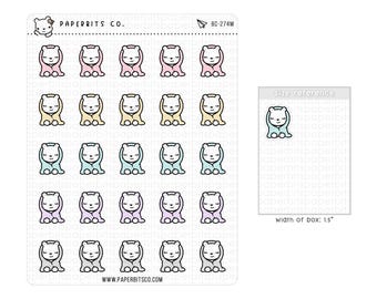 クマのキャラクター - 居心地の良い休息時間／自分時間 (BC-274) - ステッカーシート1枚 // プランナーやバレットジャーナル用