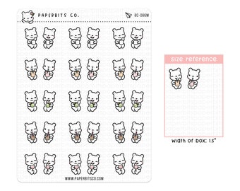 Bear Character - Drinks with Friends (BC-086) - 1 Sticker Sheet // For Planners and Bullet Journals