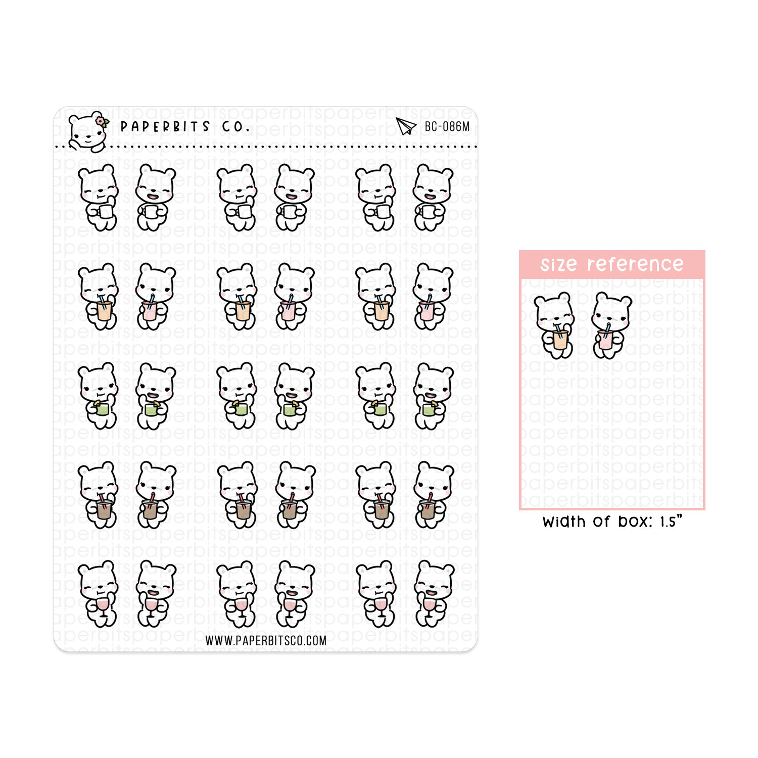 Bear Character - Drinks with Friends (BC-086) - 1 Sticker Sheet // Fo…