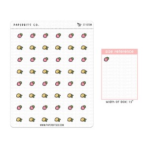 Simpatiche icone proiettili decorative limone/fragola (ST-023) - 1 foglio di adesivi // Per pianificatori e bullet journal