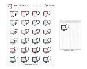 Bear Character - Cute Computer Icons (BC-159) - 1 Sticker Sheet // For Planners and Bullet Journals