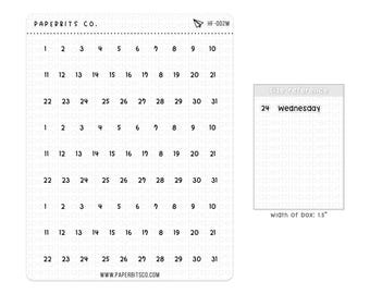 Handwritten Stickers - Numbers from 1-31 (HF-002) - 1 Sticker Sheet // For Planners and Bullet Journals