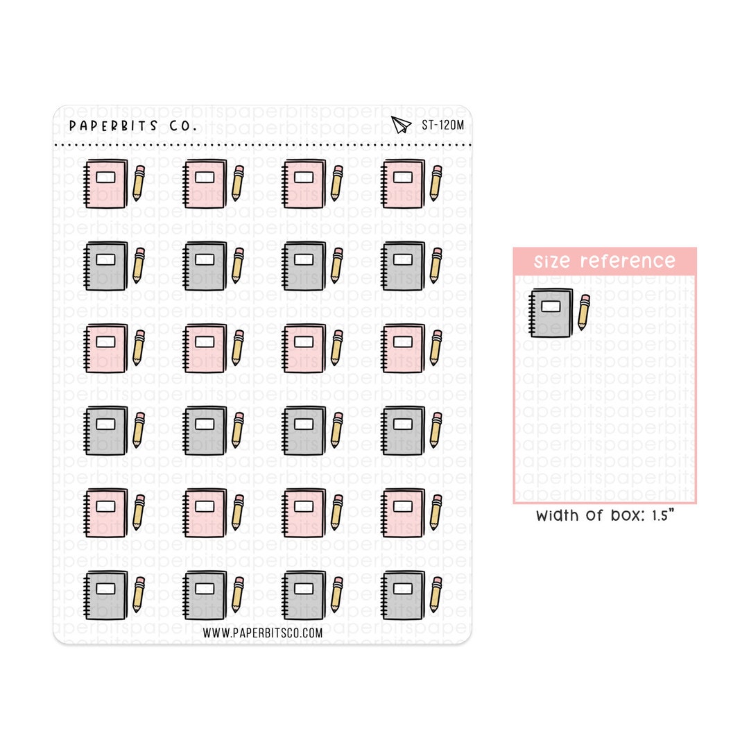 Cute Homework/notebook Icons (ST-120) - 1 Sticker Sheet // for Planners ...