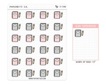 student homework diary Cute Homework/Notebook Icons (ST-120) - 1 Sticker Sheet // For Planners and Bullet Journals