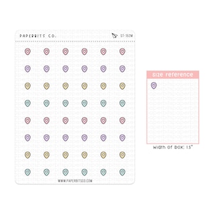 Lindos iconos de pin de ubicación en colores pastel (ST-152) - 1 hoja de pegatinas // Para planificadores y diarios de viñetas