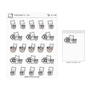 Personaggio orso - Fare il bucato (BC-178) - 1 foglio di adesivi // Per pianificatori e bullet journal