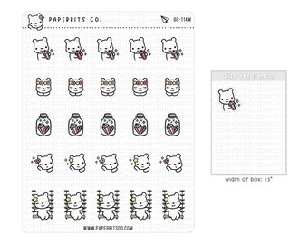 Bear Character - Pink Celestial Crystal (BC-114) - 1 Sticker Sheet // For Planners and Bullet Journals