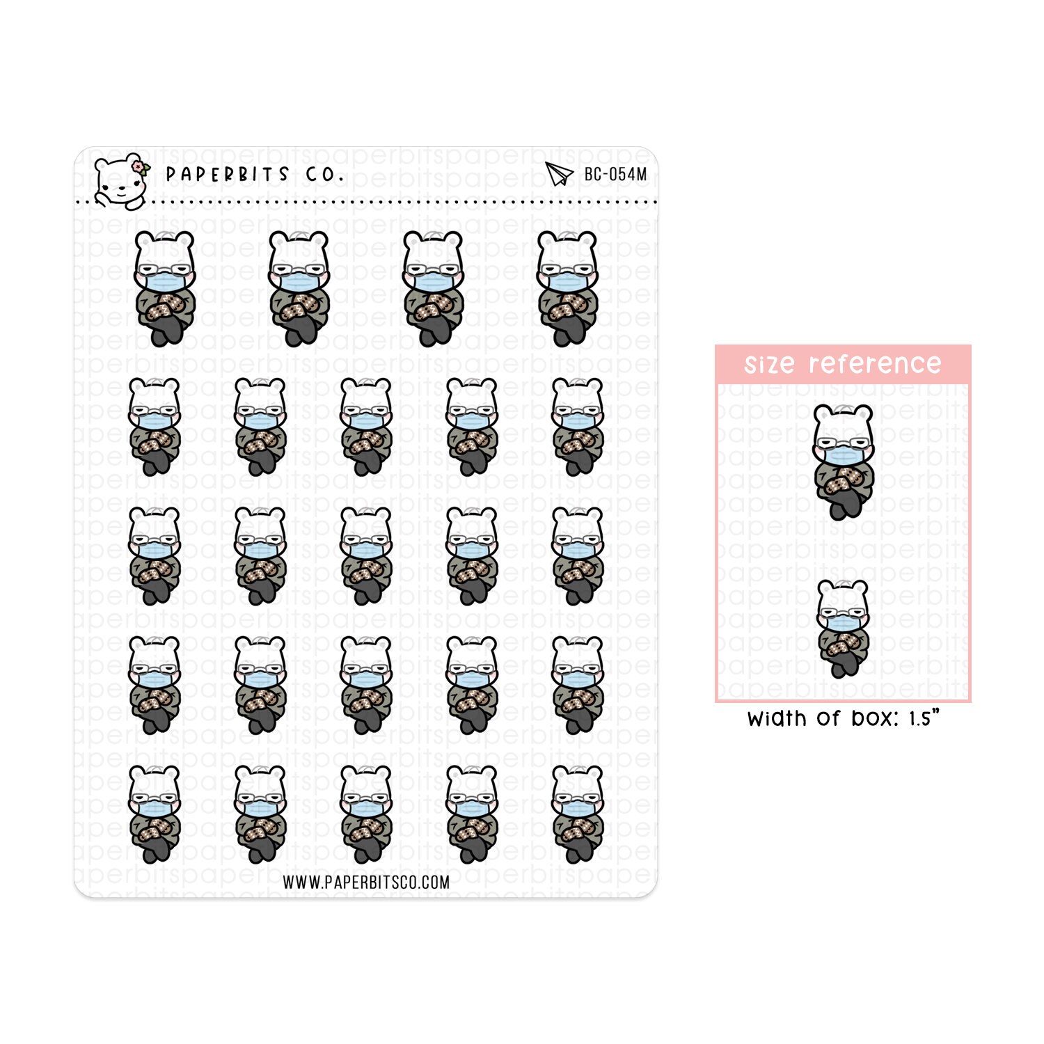 Bear Character - Unimpressed Bernie (BC-054) - 1 Sticker Sheet