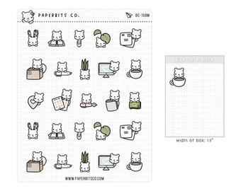 Personnage ours - Icônes de bureau mignonnes (BC-158) - 1 feuille d'autocollants // Pour les agendas et les Bullet Journals