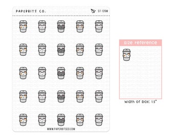 Cute Cat Coffee Travel/To-Go Cup Icons (ST-126) - 1 Sticker Sheet // For Planners and Bullet Journals