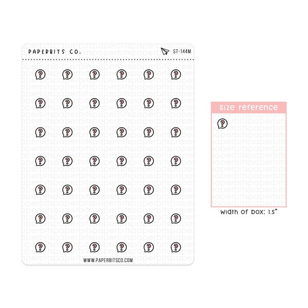 Icônes mignonnes de bulles de dialogue de point d'interrogation (ST-144) - 1 feuille d'autocollants//pour les agendas et les bullet journals