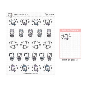 Bear Character - Cozy Winter (BC-103) - 1 Sticker Sheet // For Planners and Bullet Journals