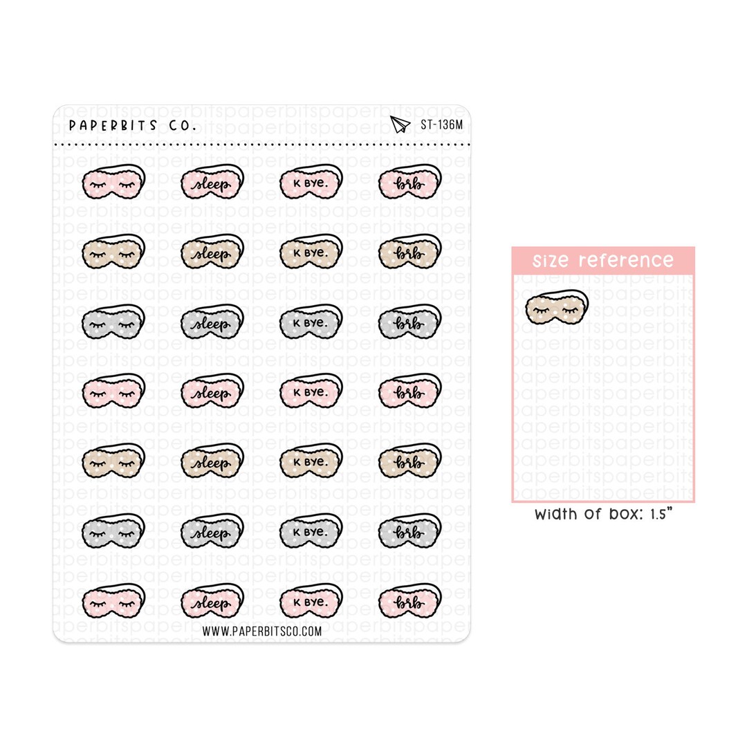 Sticker Eye Mask Cute Eye Mask Icons (ST-136) - 1 Sticker Sheet // for Planners and ...