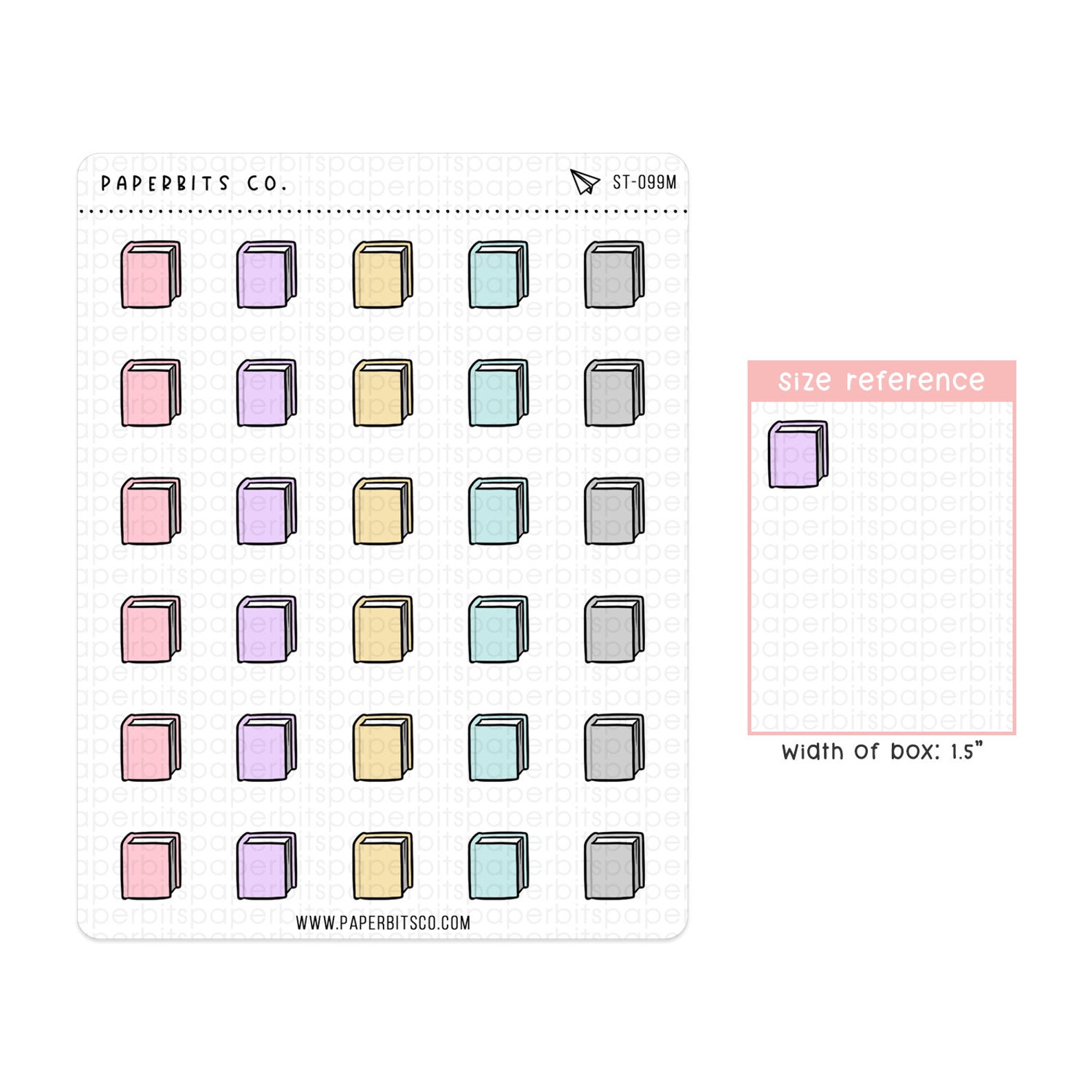 Cute Pastel Book Icons 1 Sticker Sheet ST099 1 Sticker Etsy