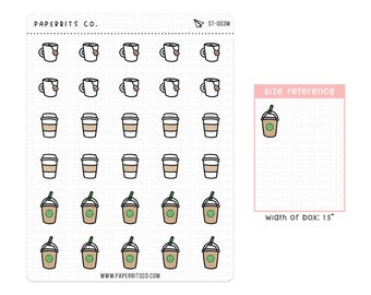 Coffee & Tea Icons (ST-003) - 1 Sticker Sheet // For Planners and Bullet Journals