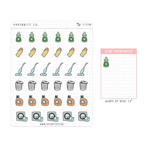 Lindos iconos de limpieza/tareas (ST-010) - 1 hoja de pegatinas // Para planificadores y diarios de viñetas