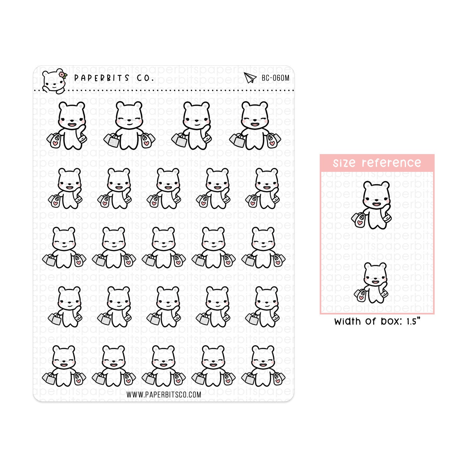 Bear Character - Shopping Day (BC-060) - 1 Sticker Sheet