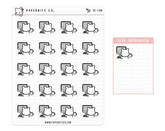 Bear Character - Desktop Computer (BC-118) - 1 Sticker Sheet // For Planners and Bullet Journals
