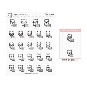 Personnage ours - Patron féminin travaillant sur un ordinateur portable (BC-068) - 1 feuille d'autocollants // Pour les agendas et les Bullet Journals