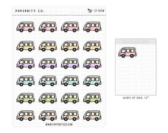Niedliche Retro-/Klassische Wohnmobil-Motive (ST-252) – 1 Stickerbogen // Für Planer und Bullet Journals